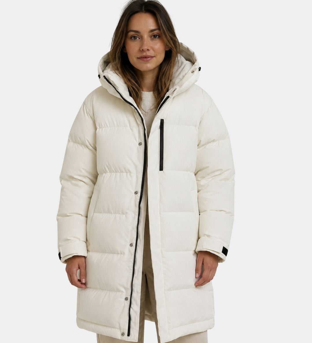 DORÉLIE | LONG MANTEAU MATELASSÉ À CAPUCHE