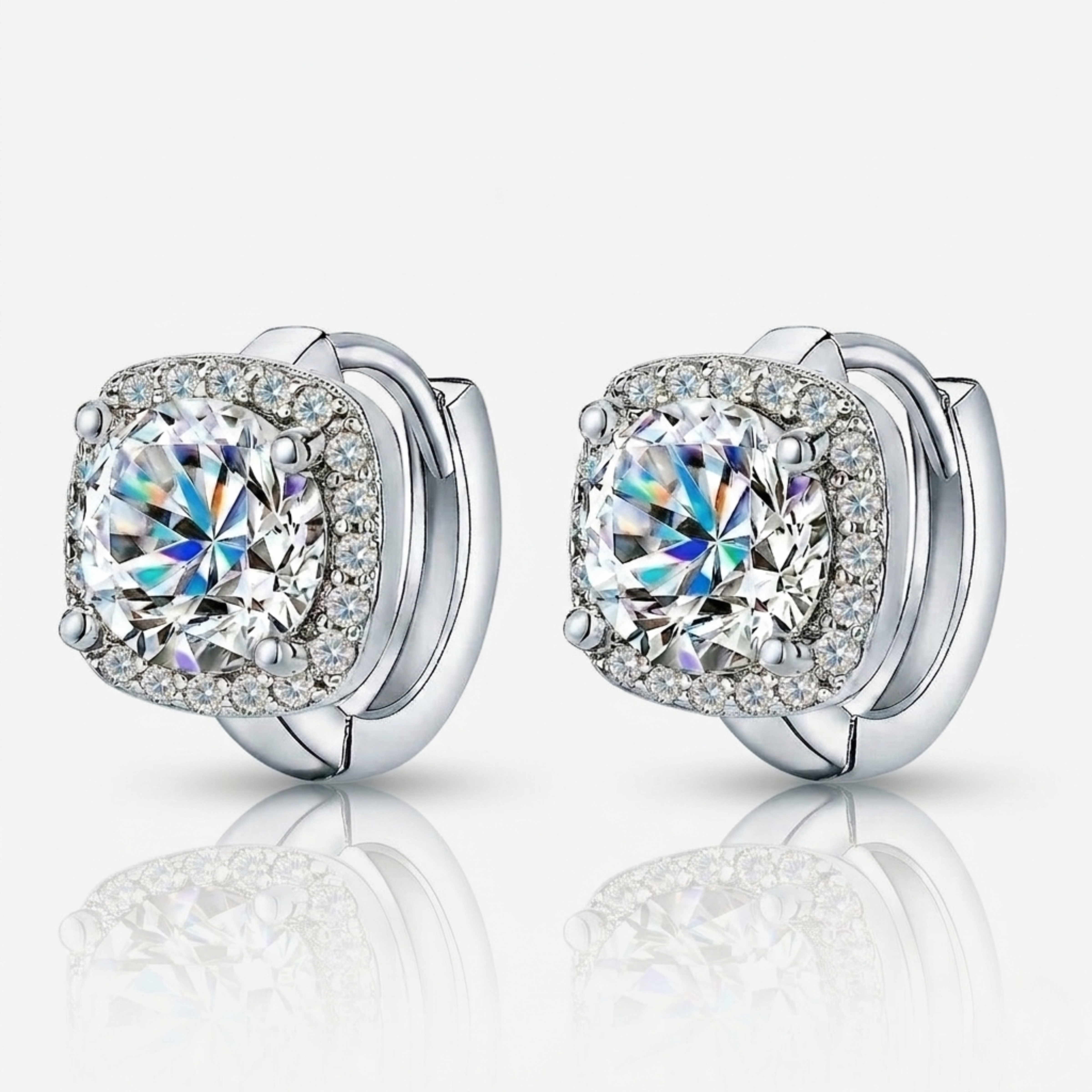 BOUCLES D'OREILLES CARRÉ | OR BLANC
