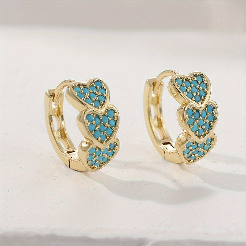 BOUCLES D'OREILLES ÉLÉGANT TURQUOISE CŒUR EN FORME DE DESIGN CRÉOLE