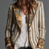Blazer da Donna Boho a Righe Stampato con Rever