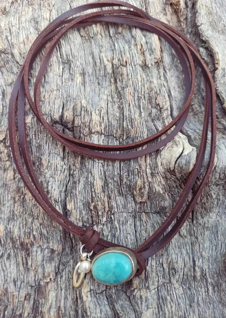 COLLIER VINTAGE TURQUOISE PERLE MULTI-