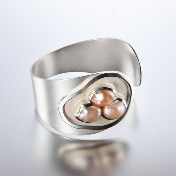 Bague Vintage Argent Perle Nid