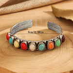 BRACELET VINTAGE MULTI-PIERRES TURQUOISE MANCHETTE