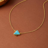 COLLIER ÉLÉGANT GÉOMÉTRIQUE TURQUOISE TRIANGLE PENDENTIF