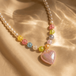 Bohemian Handmade Beaded Acrylic Heart Necklace