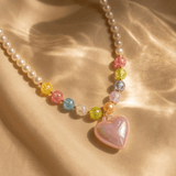 Bohemian Handmade Beaded Acrylic Heart Necklace