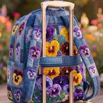 Denim Pansy Quilted Backpack