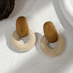 Natural Wood Spiral Drop Earrings