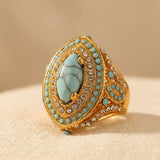BOHÈME VINTAGE AVEC SYNTHÉTIQUE GEMMES TURQUOISE LUXE BAGUE