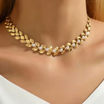 Golden Leaf Pearl Necklace