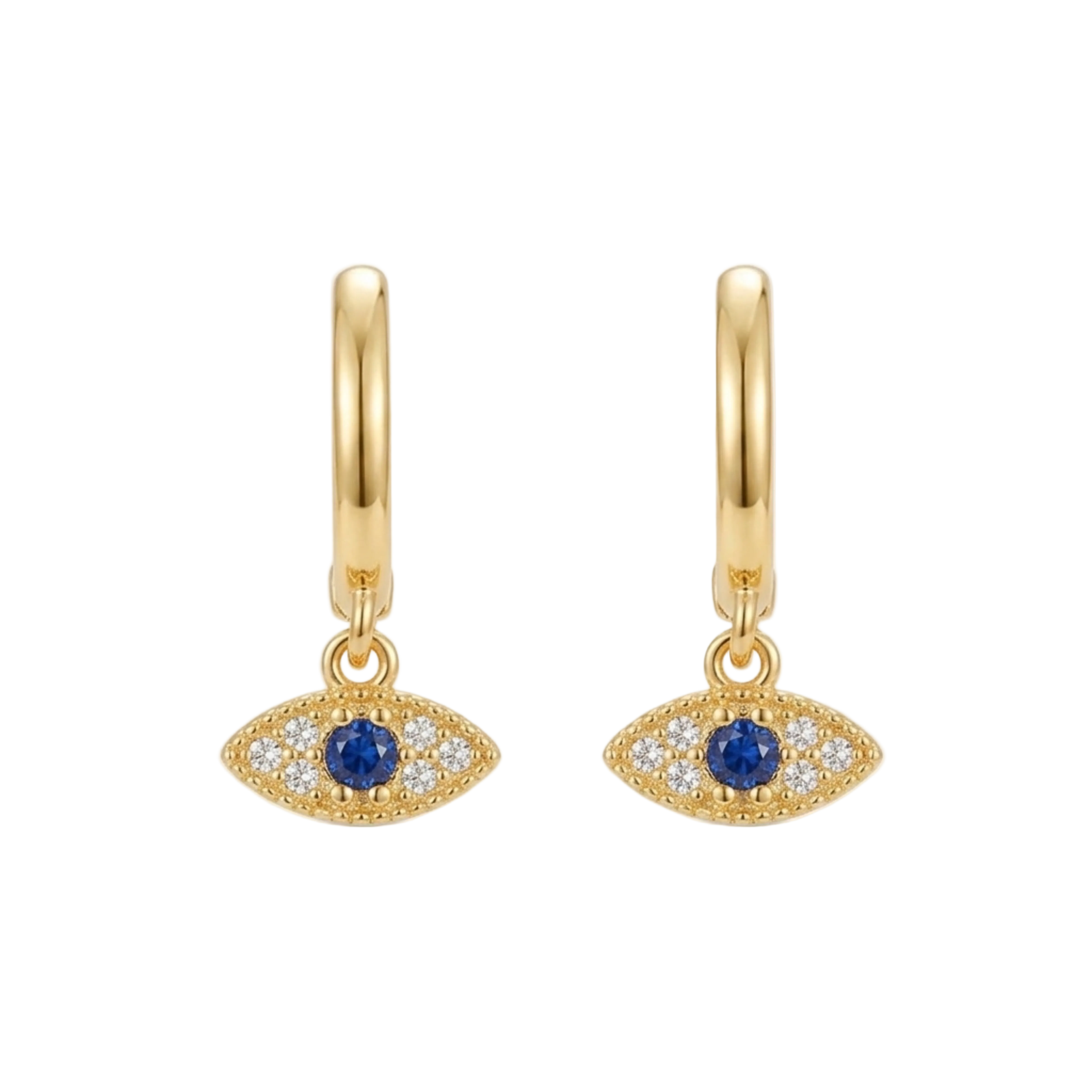 BOUCLES CRÉOLE CHARM ŒIL TURC PAVÉ SAPHIR | OR