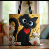 SAC FOURRE-TOUT | CHAT NOIR ET MARGUERITES