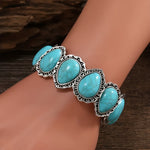 BRACELET VINTAGE TURQUOISE OVALE ARGENT PLAQUÉ IMPOSANT