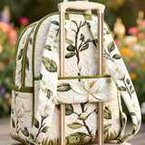 White Magnolia Quilted Backpack