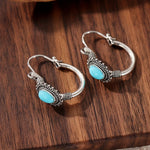 BOUCLES D'OREILLES VINTAGE RÉTRO ALLONGÉ TURQUOISE SPLICING