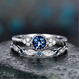 Sapphriel Crown Ring Set | White Gold