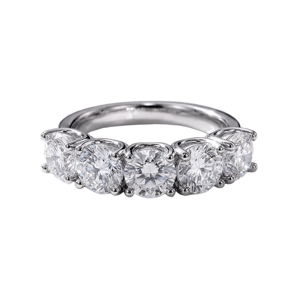 SILVER FIVE DIAMOND ROUND RING
