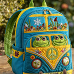 Frog Hippie Van Quilted Backpack
