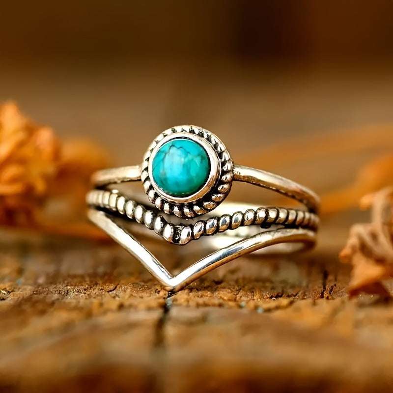 BAGUE STERLING ARGENT TURQUOISE EMPILABLE