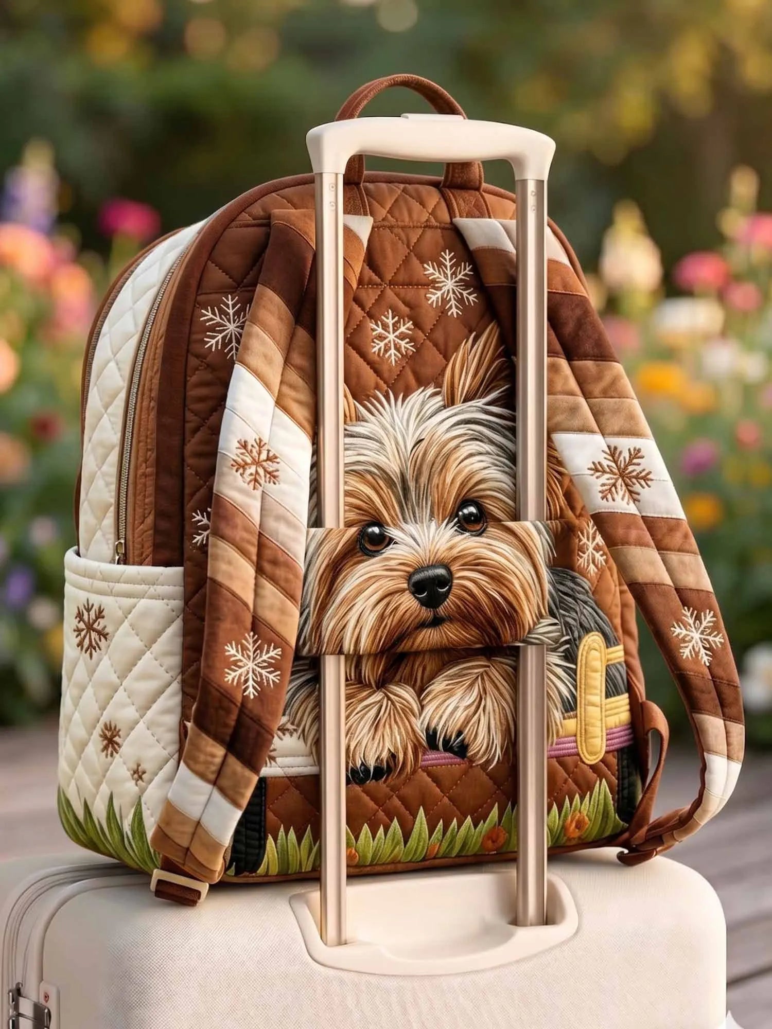 Yorkie Truck Quilted Backpack