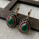 Vintage Teardrop Turquoise Halo Drop Earrings