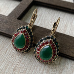 BOUCLES D'OREILLES VINTAGE TURQUOISE GOUTTE RÉSINE