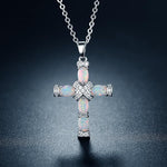 Lumen Opal Cross Necklace | Gold