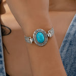 BRACELET VINTAGE TURQUOISE ACCENT VINTAGE ARGENT