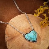 Bohemian Style Turquoise Heart Pendant Necklace