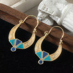Retro Bohemian Textured Geometric Hoop Earrings