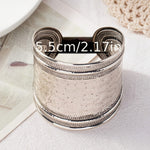 Vintage Boho Hammered Silver Plated Wide Cuff Bracelet
