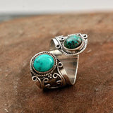 BAGUE RÉGLABLE DOUBLE TURQUOISE SURROUND