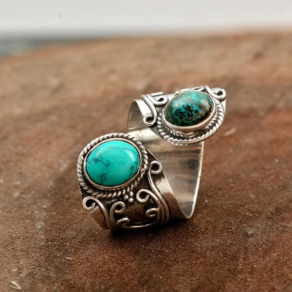 BAGUE RÉGLABLE DOUBLE TURQUOISE SURROUND
