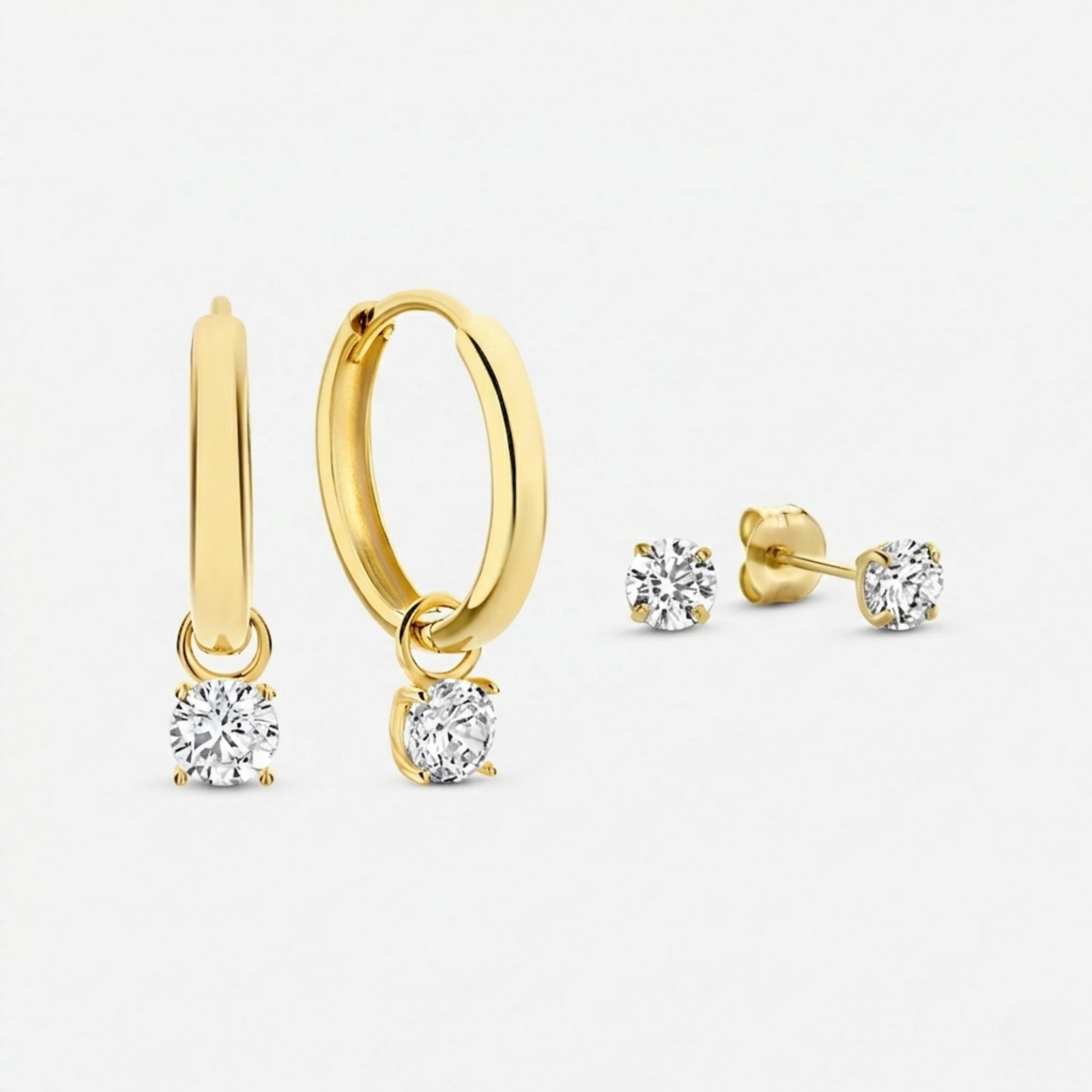 Luna Earrings Set | White Gold