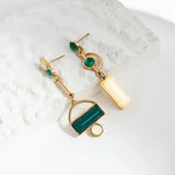 Bohemian Modern Green & Ivory Gold Plated Statement Earrings