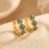 BOUCLES D'OREILLES TURQUOISE FLEUR CRÉOLE