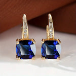 Mystic Sapphire Stone Hoop Earrings - Gold