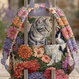 Floral Kitten Garden Quilted Backpack