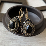 BOUCLES D'OREILLES VINTAGE TURQUOISE GOUTTE RÉSINE