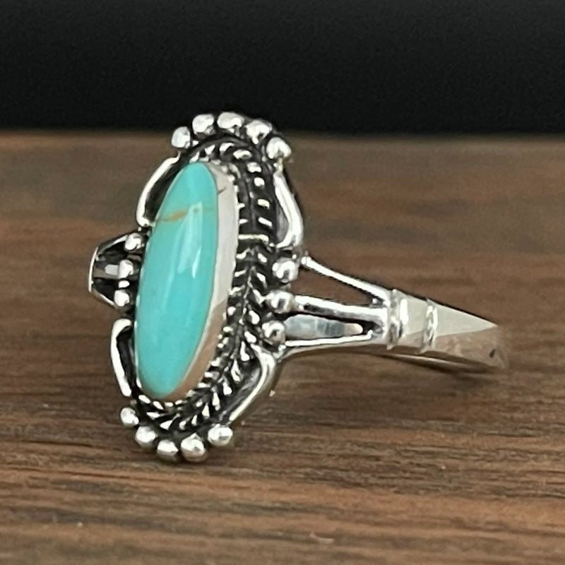 BAGUE NL/RETRO TURQUOISE BAGUE BOHÈME MARQUISE BAGUE PERSONNALISÉ ETHNIQUE FEMMES GESCHIKT QUOTIDIEN USAGE PARFAIT CADEAU AMOUREUX SAINT-VALENTIN FÊTES NOËL
