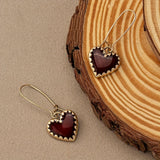 Vintage Bohemian Resin Red Drip Heart Earrings