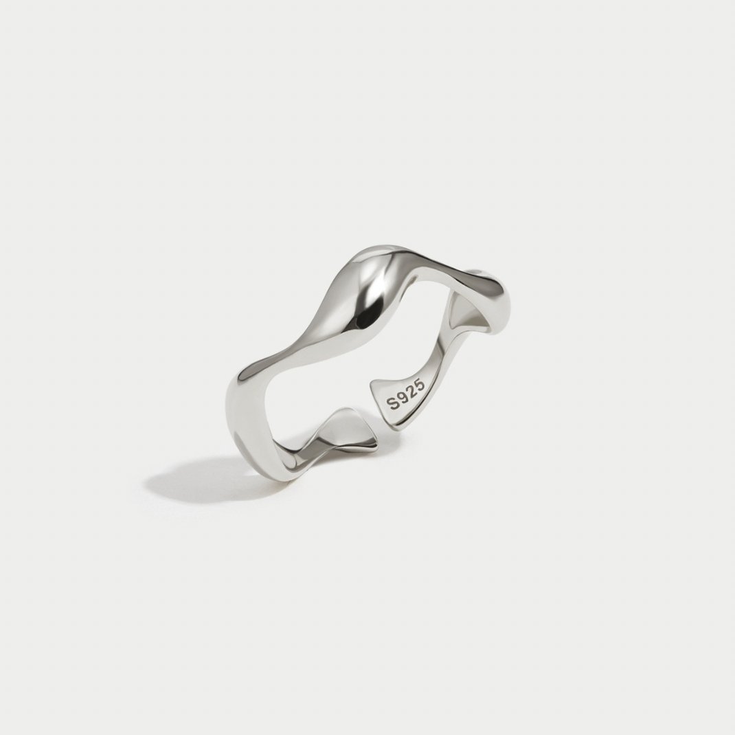 Wave Adjustable Ring - Silver