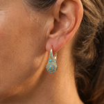 BOUCLES D'OREILLES TURQUOISE MOSAÏQUE GOUTTE OR
