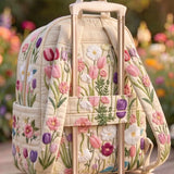 Wildflower Embroidery Quilted Backpack