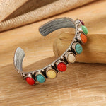 BRACELET VINTAGE MULTI-PIERRES TURQUOISE MANCHETTE