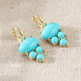 Bohemian Oval Turquoise Cluster Drop Earrings