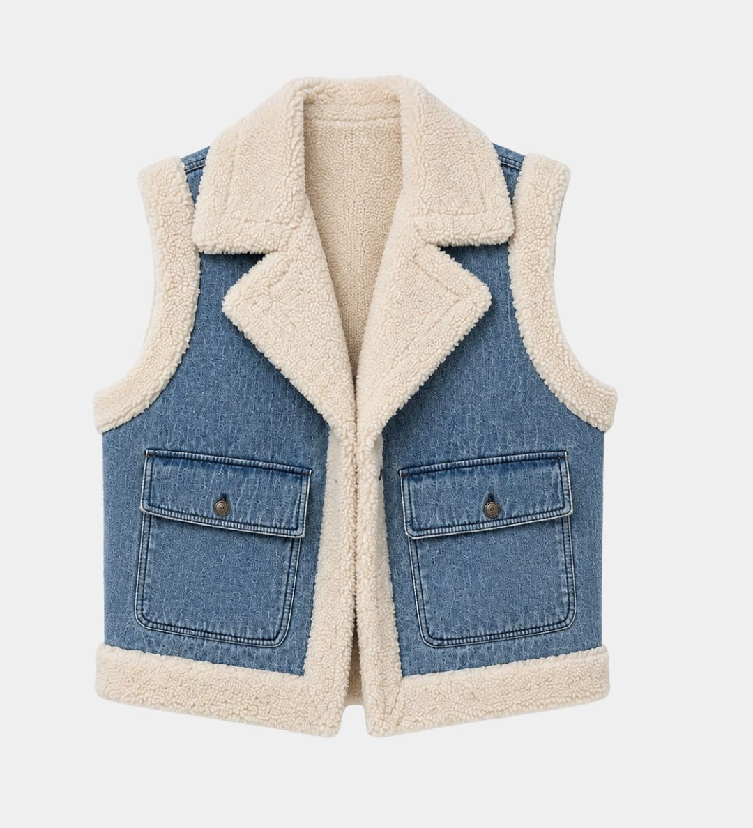 SYLIANNE | GILET EN JEAN VINTAGE FOURRÉ