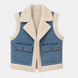 SYLIANNE | GILET EN JEAN VINTAGE FOURRÉ