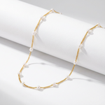 Delicate Mini Pearl Chain Necklace