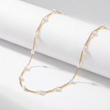Delicate Mini Pearl Chain Necklace